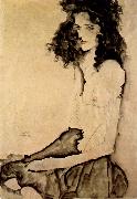 Egon Schiele Girl in Black oil painting artist